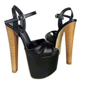 Tajna Black cross strap high heels Women's 13